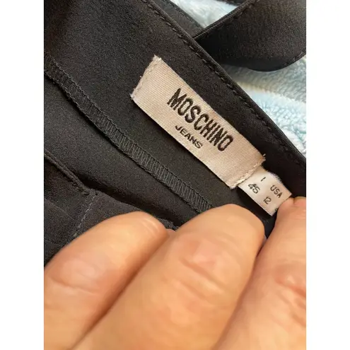 Moschino  Jeans Black Strappy Buckle Midi Dress Fishtail Hem