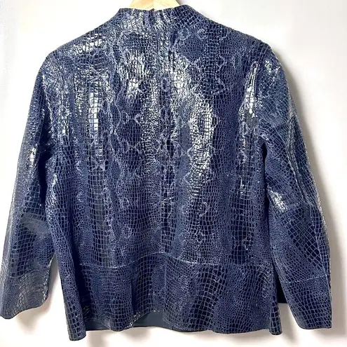 Chico's  Jacket Kimberly Reversible Midnight Lava Leather Animal Snake Print M
