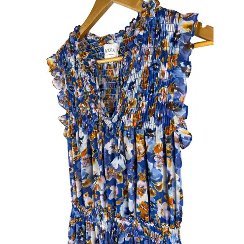 MISA Los Angeles Misa Los Angles Alia Smocked Dress in Blue Pansy Size XS