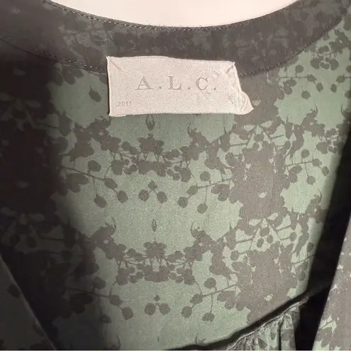 ALC Frank A.L.C Silk Green Button Front Blouse Size Small