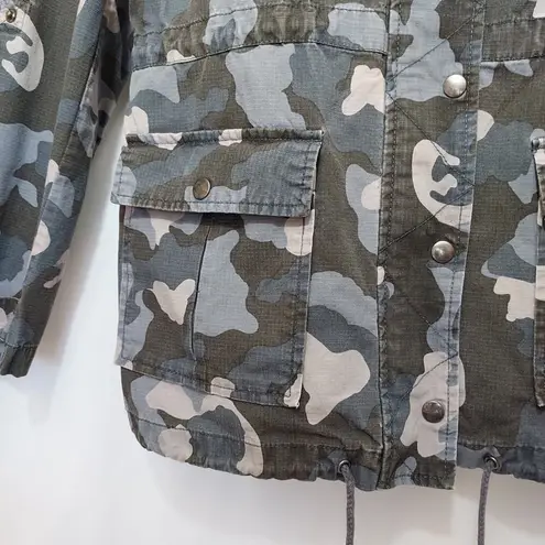 Banana Republic  Blue Gray Black Camouflage Camo Zip Up Cargo Utility Jacket