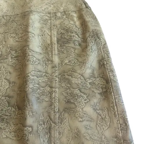 La Nauvelle Renaissance Vintage Leather Skirt Textured Unique Lined Size 6 Women Green