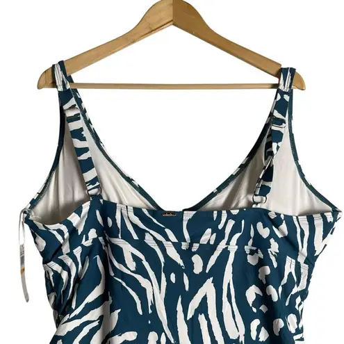 Anne cole V-Wire Blue Jungle Fever Print One Piece Swimsuit Plus Size 24W