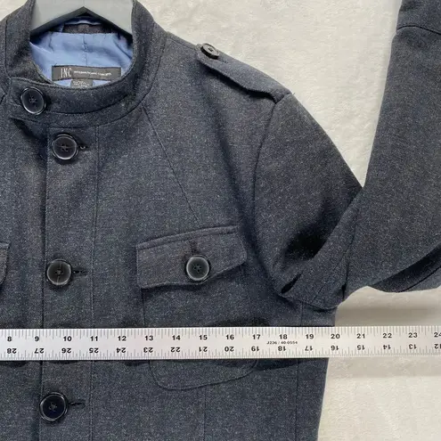 INC International Concepts Jacket Coat S Military Gray Wool Blend Stand Collar