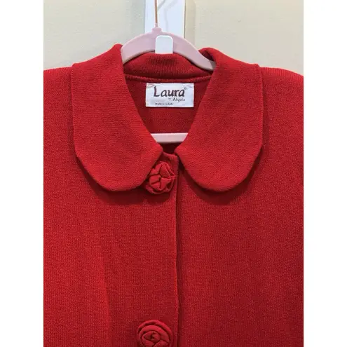 Vintage Laura By Alyzia 2 PC Skirt Suit Red Drop Waist Pleated Skirt Size L/XL Size L