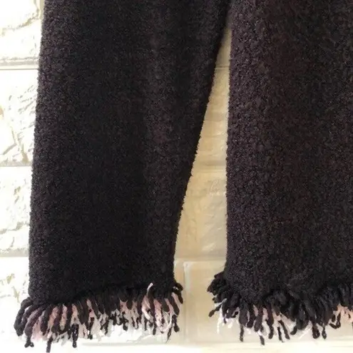 TanJay Black w/ Pink fringe knit cardigan sweater blazer Women’s Size S Small