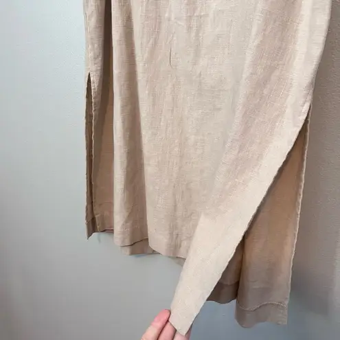 LPA Janina Side Slit Open Back Square Neck Midi Dress Sand Beige XL