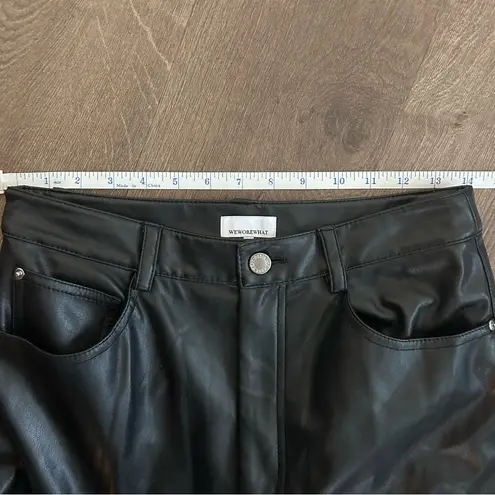 We Wore What Black Vegan Faux Leather High Rise Wide Leg Pants Trousers 28