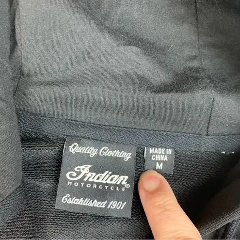 Indian Motorcycles womens medium contrast sleeve zip up sweatshirt black gray