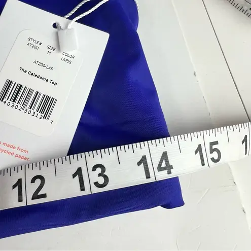 ANDIE Swim NWT Caledonia Bikini Top Lapis Blue Size M Sporty Scoop Neck Swimwear