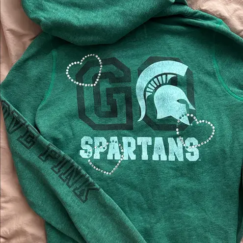 PINK - Victoria's Secret y2k  Emerald Hoodie “GO SPARTANS” Small