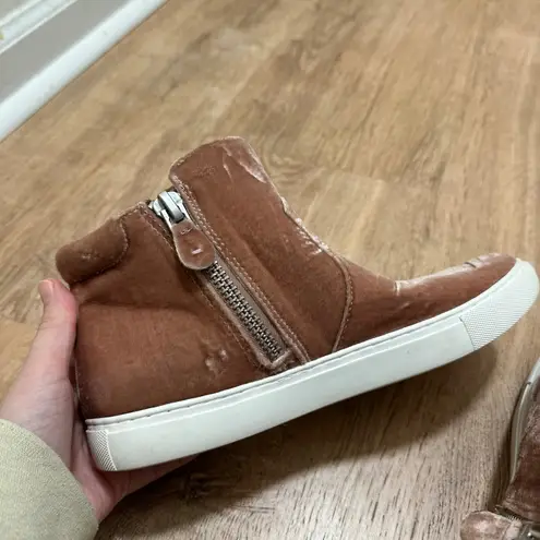 Gentle Souls | Women's Blush Velvet High Top Zipper Sneakers