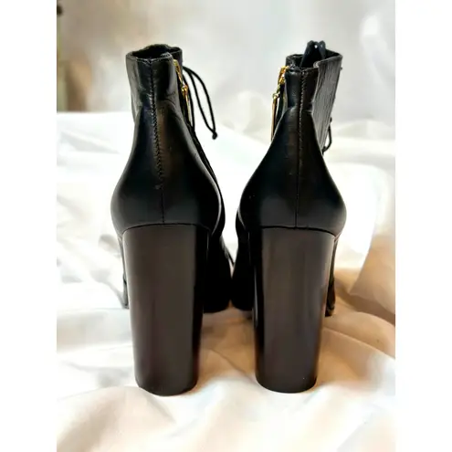 Elizabeth and James E-Chaps Black Leather Lace Booties Black 8.5