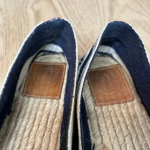Tory Burch  Canvas Striped Espadrille Slip On Red Navy Nautical Women’s Size 8