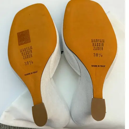 MARYAM NASSIR ZADEH Lido Wedge Open Toe Heels White Pearl Mule size 38.5 7.5 8