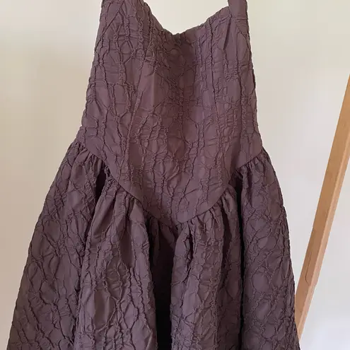 ZARA NWT  Textured Halter Neck Drop Waist Corset Mini Dress in Chocolate Brown - M
