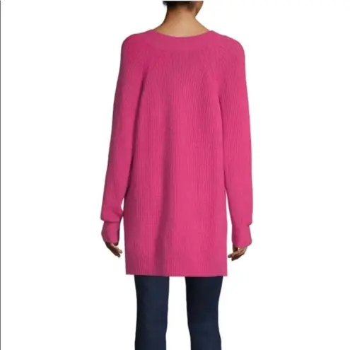 a.n.a . V-Neck High Low Sweater Catalina Hot Pink