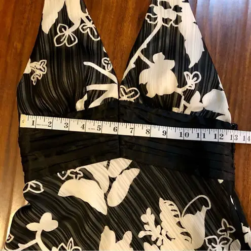 Lyndia Floral Cream and Black Halter, Backless Dress Size 2