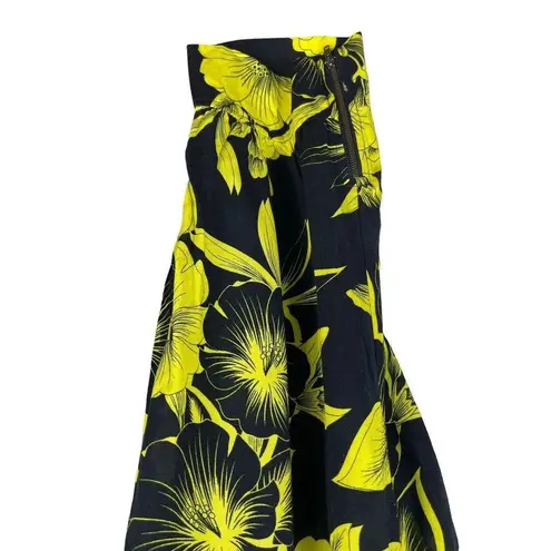 Stylus Lightweight Black & Yellow Floral Elastic Waist Tapered Zip Pants NWT 2X