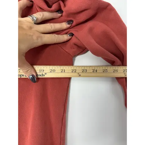 Evereve Tyra Puff Sleeve Hoodie Rust Coral L Cotton Blend Cozy Casual