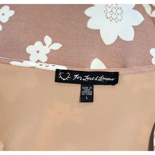 For Love Lemon Womens Skirt Beige Sweet Jane Floral Wrap Mini Cottagecore Large Brown