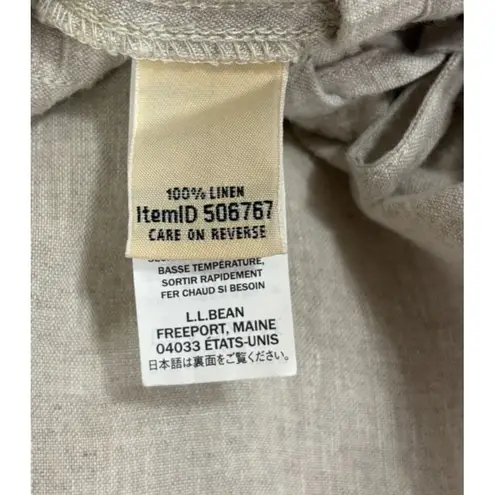 L.L.Bean Pants Womens 4 Beige Oat Linen Wide Leg Drawstring Coastal Beachy Tan