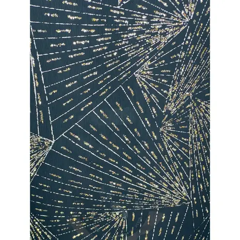 1980s top Silver gold black Metallic geometric Size L