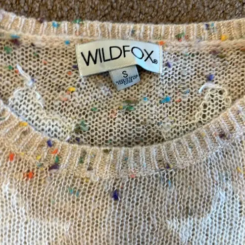 Wildfox  Tan Ripped Star Color Specked Distressed Sweater