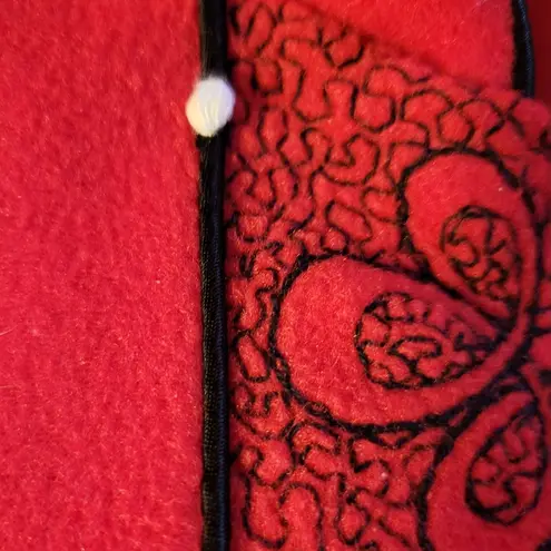 Vintage Fleece Housecoat Robe Loungewear Retro Red & Black Zip Up Women's M Size M