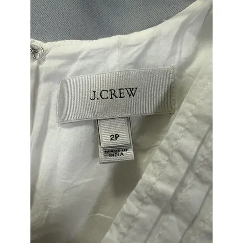 J.Crew  Dress Womens 2P White Sleeveless Textured Fit and Flare‎ V Neck Cotton