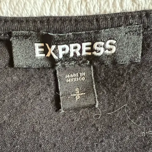 EXPRESS  Black Ruched Tie Front Bell Sleeve Cropped Top - Image 7