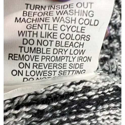 Ny Collection Cardigan Women XL Black White Tunic Knit Sweater Open Front Layers