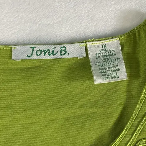 Joni B women's sz 1X embroidered lime green jacket Maximalist, intricate Green