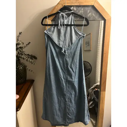 ZARA  Denim Halter Midi Dress