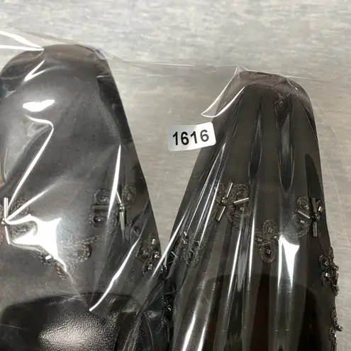 Vintage Sesto Meucci Black Satin Beaded Embellished Mule Heels Sz 7 M Old Money