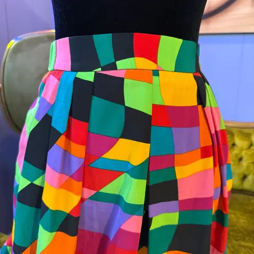 Vintage 80s/90s Gay Boyer Colorful Bold Geometric High Waist Palazzo Pants Red Size M