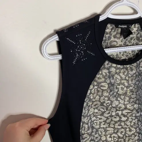 Desigual Heli leopard print metallized sleeveless dress sz L