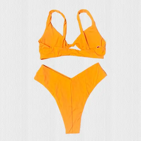 NWT Neon Orange High Waist Cheeky Bikini Set