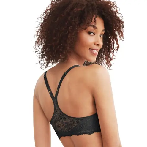 Maidenform One Fab Fit Lace T-Back Shaping Underwire Front Close Bra Black 38DD