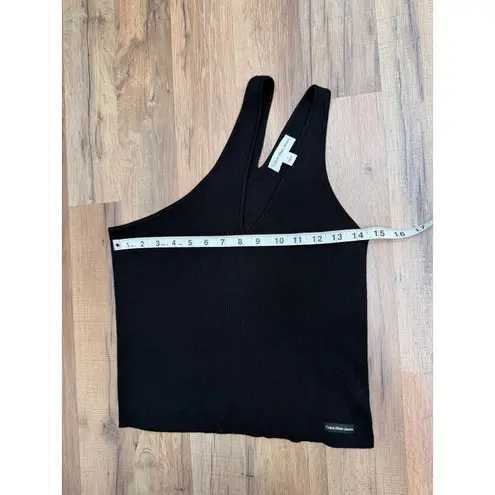 Calvin Klein Jeans Black Ribbed One Shoulder Asymmetrical Knit Tank Top M