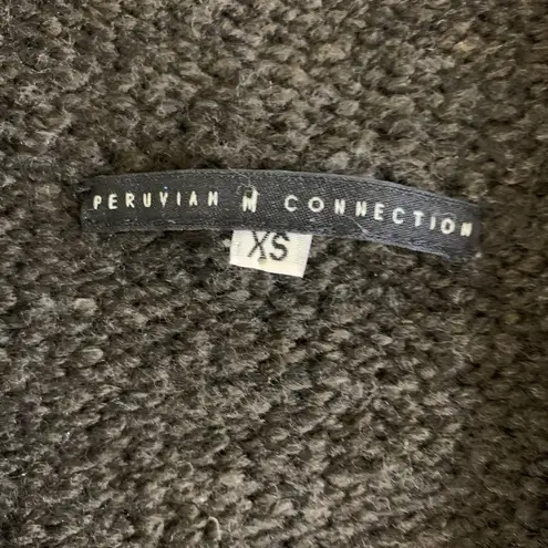 Peruvian Connection  XS Brown Wool Cardigan Cottagecore Boho Academia Cozy FLAW