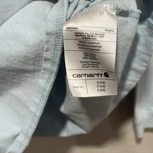 Carhartt  Loose Fit Long Sleeve Logo T Shirt Light Blue Size Small