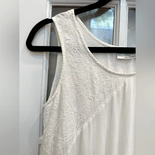 Newport News Vintage Off White Cream Boho Embroidered Wedding Maxi Dress Size 8