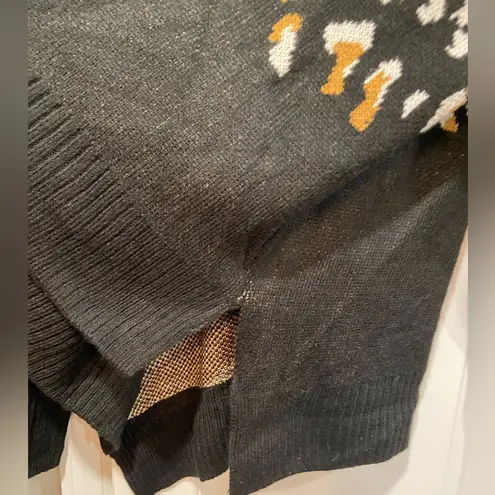 NWT New Directions Size XL Black Leopard Print Mock Neck Tunic Sweater Oversized