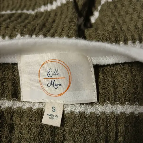 Ella Mara Thermal Knit Sweater Women Small Green Pullover Casual Cozy Minimalist