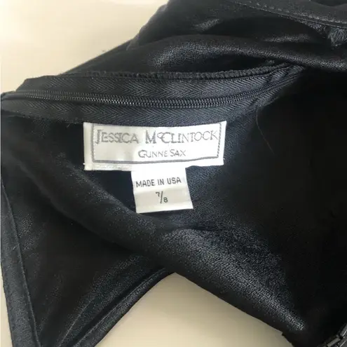 Jessica McClintock Vintage 90’s Gunne Sax Elegant Black Mini Dress 7/8