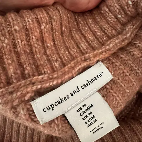 CUPCAKES & CASHMERE Ultra Soft Ribbed Half Zip Knit Neutral Pullover Sz L Tan Size M