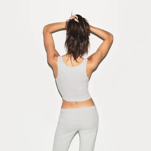 SKIMS Cotton Rib Tank in Light Heather Grey, Size Large