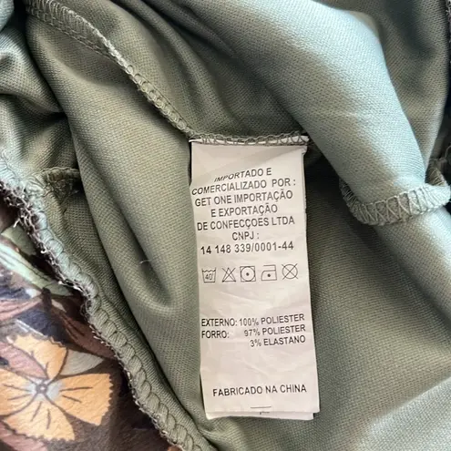 Viv L'Eroa Jumpsuit Women's Size Small Flutter Sleeve Floral Bird Green