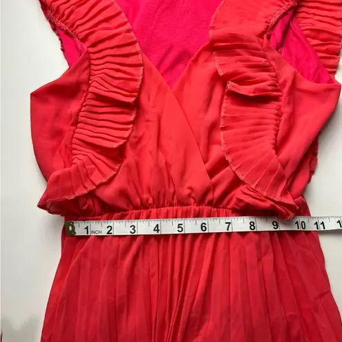 NWT Senes Paris Ruffle Maxi Dress Pleated Skirt Fits Medium Orange